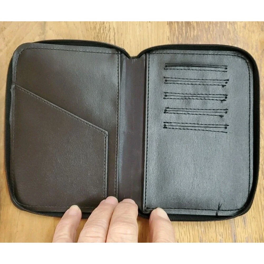 Vintage Samsonite Black Leather Travel Wallet Card Passport ID Holder Case Zip